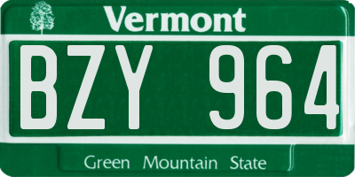 VT license plate BZY964