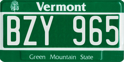 VT license plate BZY965