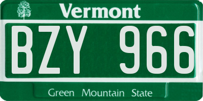VT license plate BZY966