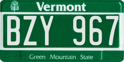 VT license plate BZY967