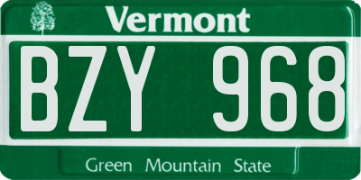 VT license plate BZY968
