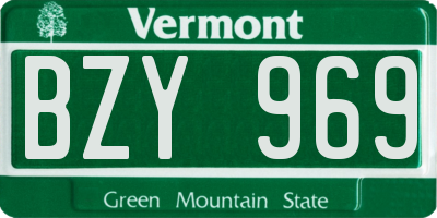 VT license plate BZY969