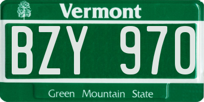 VT license plate BZY970