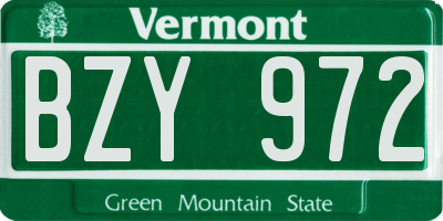 VT license plate BZY972