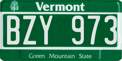 VT license plate BZY973