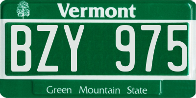 VT license plate BZY975