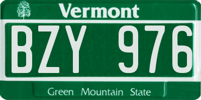 VT license plate BZY976