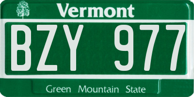 VT license plate BZY977