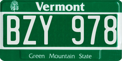 VT license plate BZY978