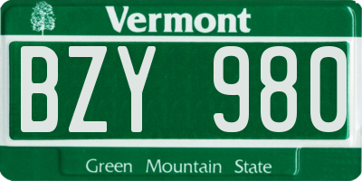 VT license plate BZY980