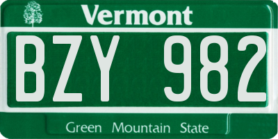 VT license plate BZY982