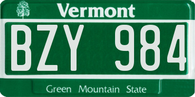 VT license plate BZY984