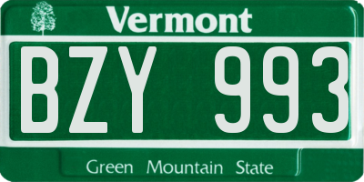 VT license plate BZY993