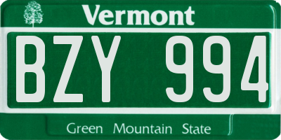 VT license plate BZY994