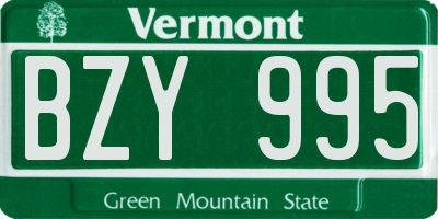 VT license plate BZY995