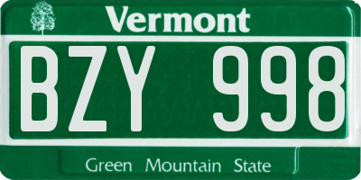 VT license plate BZY998