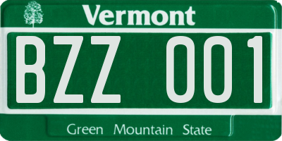 VT license plate BZZ001