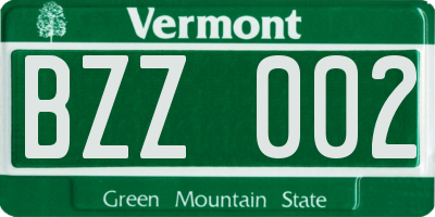 VT license plate BZZ002