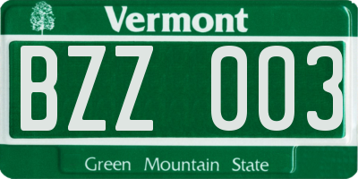 VT license plate BZZ003