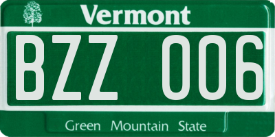 VT license plate BZZ006