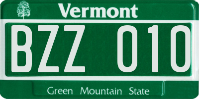 VT license plate BZZ010