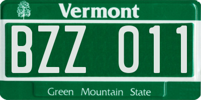 VT license plate BZZ011