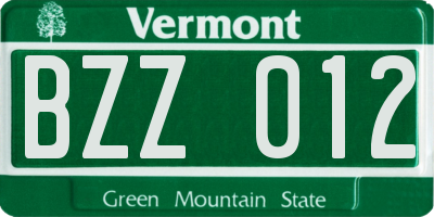 VT license plate BZZ012