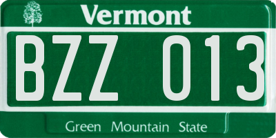 VT license plate BZZ013