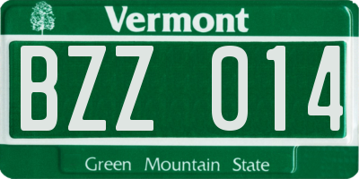 VT license plate BZZ014