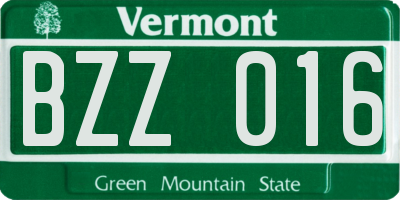 VT license plate BZZ016