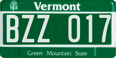 VT license plate BZZ017