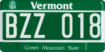 VT license plate BZZ018