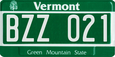 VT license plate BZZ021