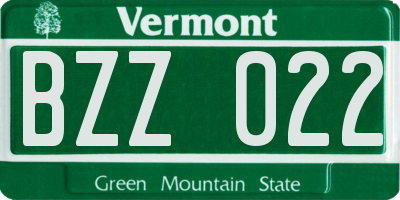 VT license plate BZZ022