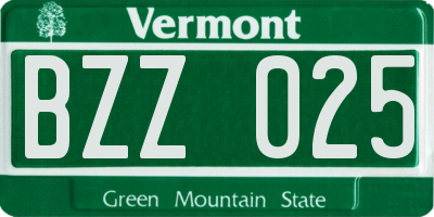 VT license plate BZZ025