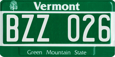 VT license plate BZZ026