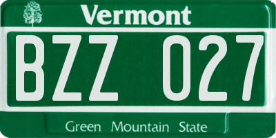 VT license plate BZZ027