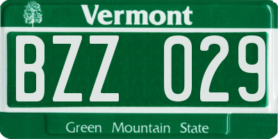 VT license plate BZZ029