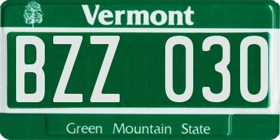 VT license plate BZZ030