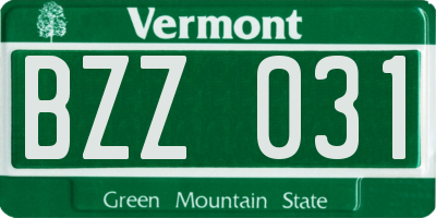 VT license plate BZZ031