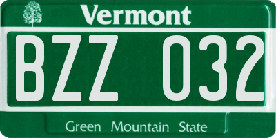 VT license plate BZZ032