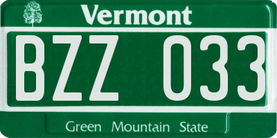 VT license plate BZZ033