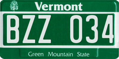 VT license plate BZZ034