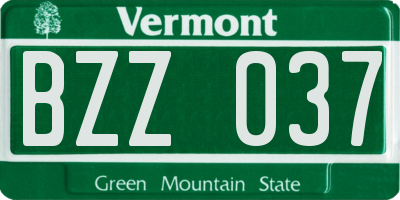 VT license plate BZZ037