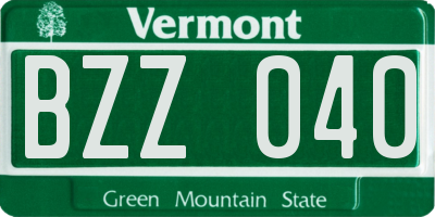 VT license plate BZZ040