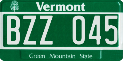 VT license plate BZZ045
