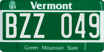 VT license plate BZZ049