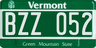 VT license plate BZZ052