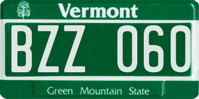 VT license plate BZZ060