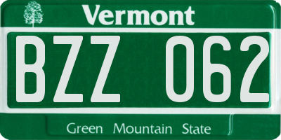 VT license plate BZZ062